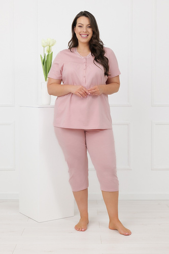 Hemaria Italian Fashion pijama damă bumbac 3/4 plus size roz