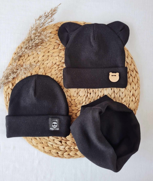 Capac Teddy 15U cu urechi banda dubla Marija - negru