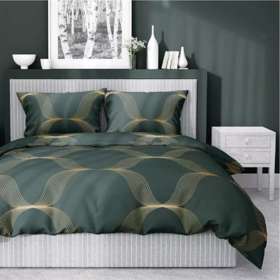 5088 B Home Satin Lenjerie de pat Satin, ornament verde sticla Detexpol