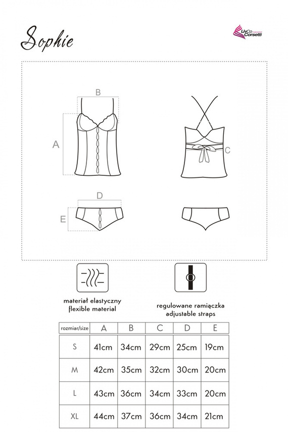 Sophie LC 13053 Komplet, koszulka i stringi LivCo Corsetti Fashion  