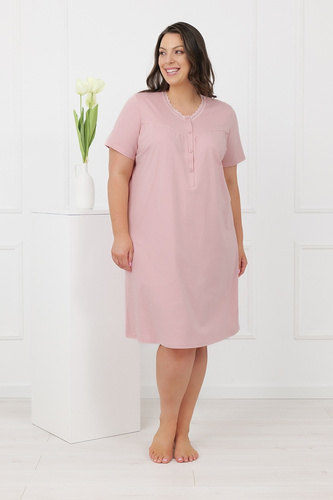 Hemaria Italian Fashion cămașă de noapte damă plus size din bumbac roz pudrat
