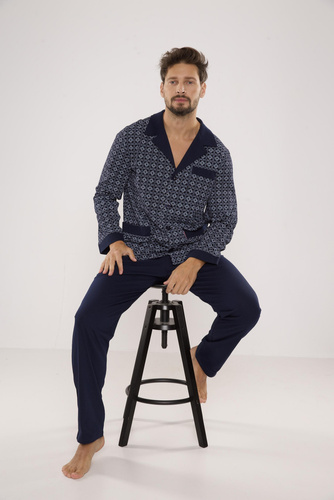 538 Carlo Pijama pentru bărbați De lafense - albastru marin + pătrat