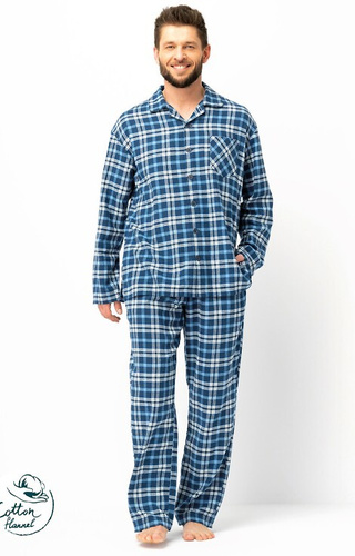 Set pijamale bărbătesc Key Jeans MNS 492 – Flanel în carouri, bumbac