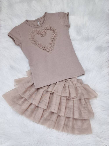 Bluza cu maneca scurta Mia Bambarillo, bej, inima bej