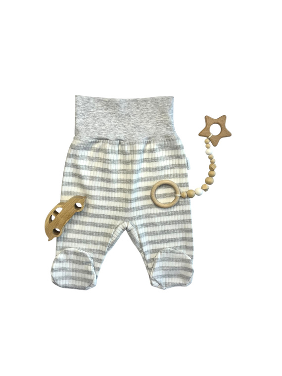 Salopete pentru bebelusi Mamatti PD14820 - cu dungi gri, bumbac