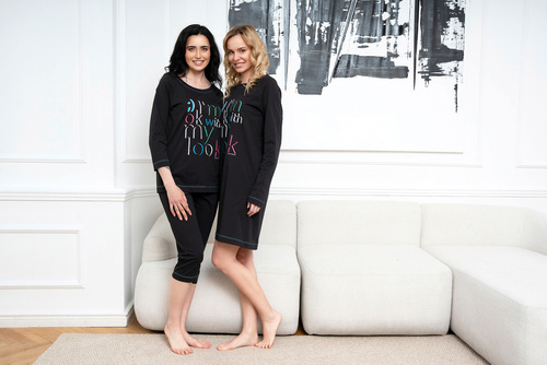 Pijama de damă Olza 3/4 mâneci, 3/4 pantaloni Italian Fashion - negru