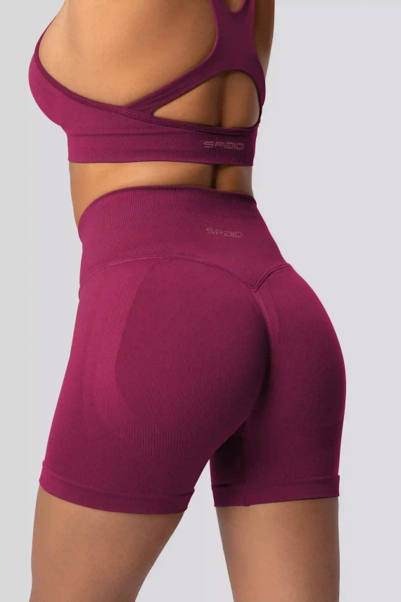 Spaio PUSH-UP PRO colanți scurți modelatori fără cusături talie înaltă fitness red wine