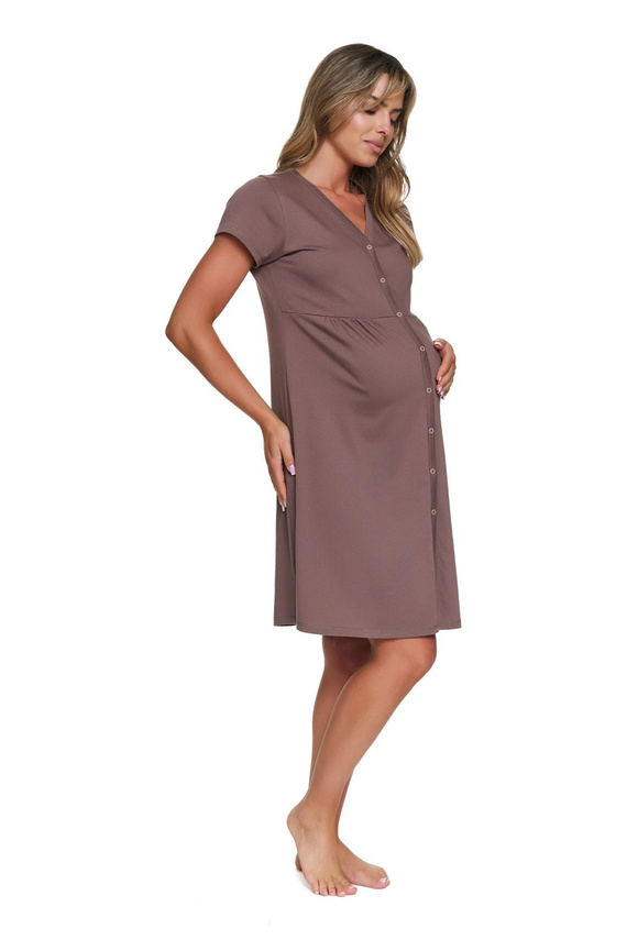 Cămașă de sarcină Doctor Nap 7547 100% bumbac pentru alăptare damă - mocca