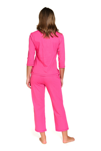 Pijamale de dama Doctor Nap 7356 - set din bumbac cu picior ¾ - bujor