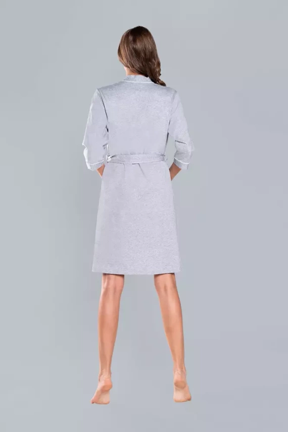 Halat pentru femei Megan Italian Fashion cu mânecă 3/4 - melange deschis