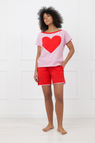 Pijama Sabrina Italian Fashion 100% bumbac – mânecă scurtă, pantaloni scurți