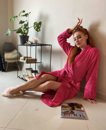 628 Abigail Halat de baie lung Forex pentru femei - zmeură