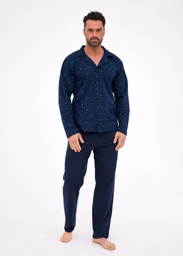 114/80 Pijamale bărbați Cornette | Fermoar, 100% bumbac, guler și buzunare
