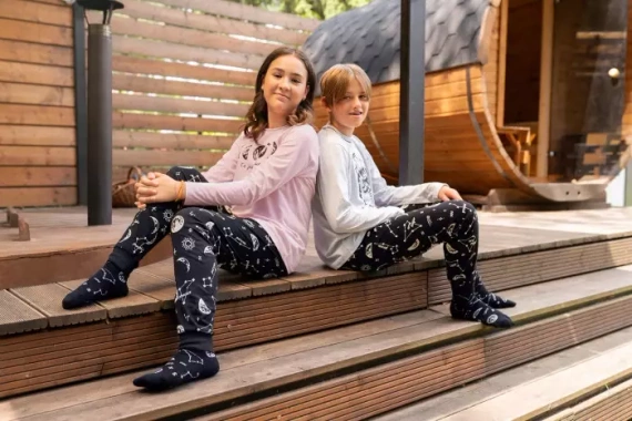 Umbra Pijama pentru fete, cu mânecă lungă și pantaloni Italian Fashion- somon/print