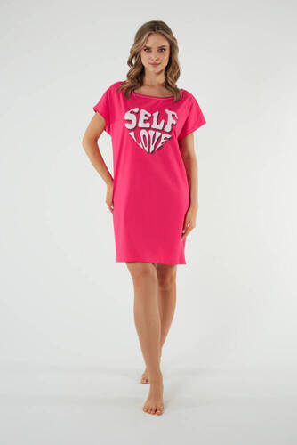 Rochie de noapte Selfie, cu mânecă scurtă Modă italiană - amaranthine