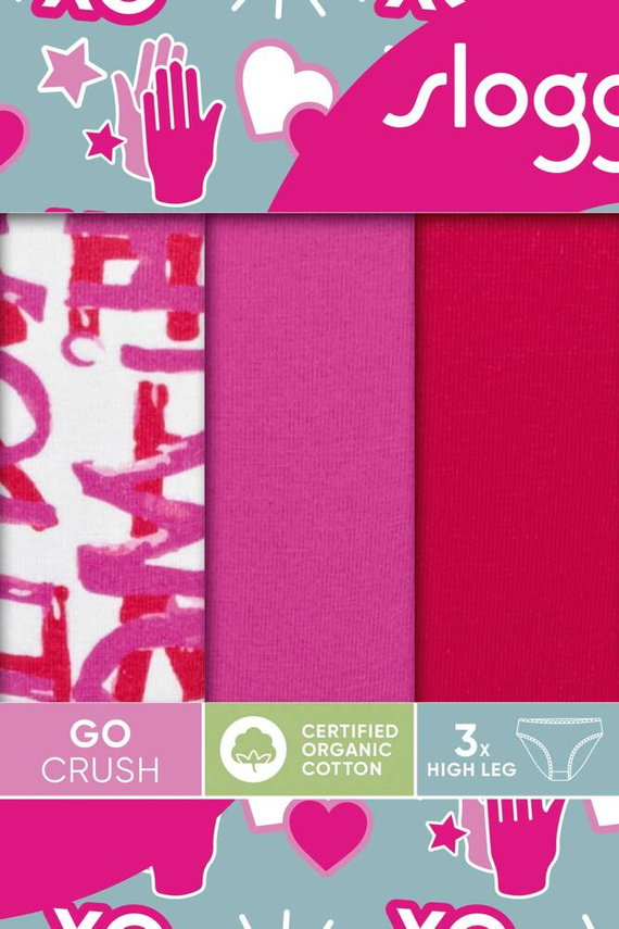 GO Crush Picior înalt C3P Chiloți damă pachet de 3 Sloggi - roșu roz