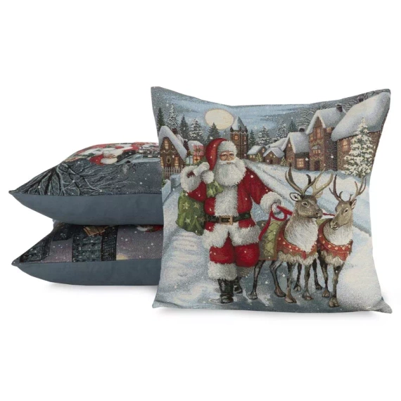 Chp 6130 Tapiserie Fata de perna de Craciun Mos Craciun Reni Europerdele gri