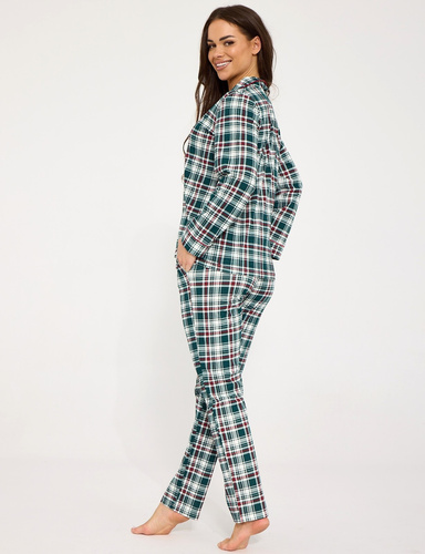 Cornette Francesca 482/490 Pijamale damă 100% bumbac cu nasturi verde