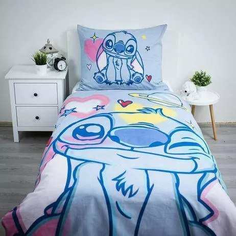 Lenjerie de pat din bumbac 140x200 Lilo and Stitch albastră 70x90 Jerry Fabrics