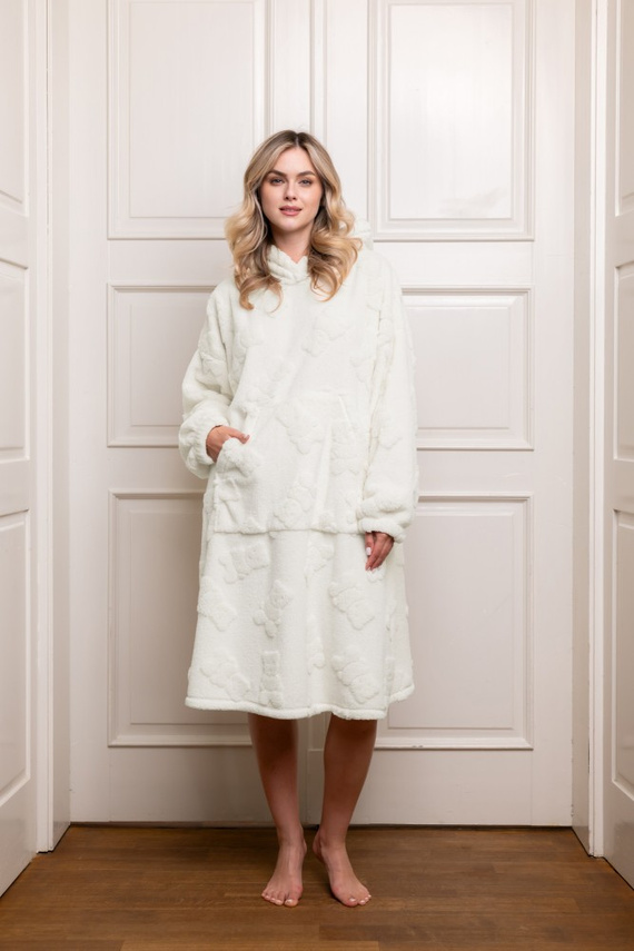 Bluză cu pătură pentru femei Italian Fashion - caldă, supradimensionată, cu glugă, motiv ursuleț