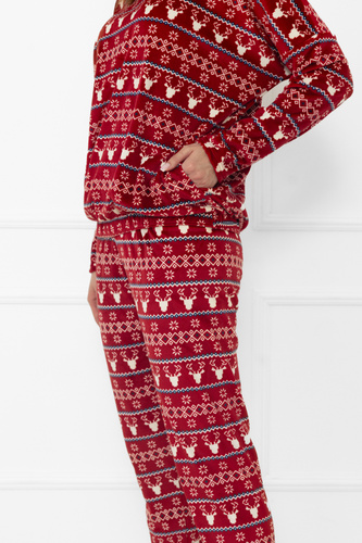 Set pentru femei Navara - set fleece în model de Crăciun cu reni Italian Fashion - burgundy