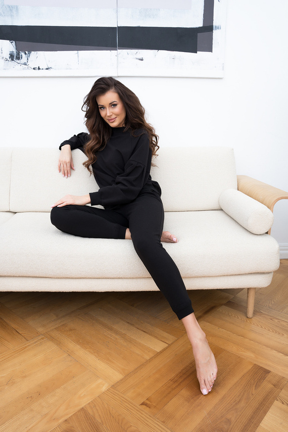 Parma Ladies set cu mânecă lungă, pantaloni Italian Fashion - negru