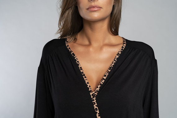 Halat de baie Eila Italian Fashion cu mânecă 3/4 - imprimeu leopard