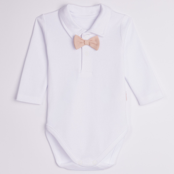 Komplet pentru Botez Nicol 169397, 4 piese: body, papion, bluză, pantaloni și căciulă