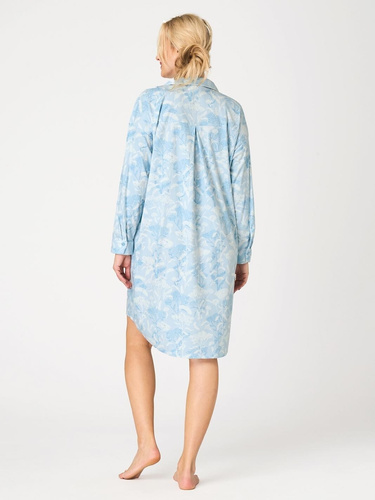 Cămașă de noapte Key LND 657 albastru deschis – nasturi, SAUDETE FLANNEL, imprimeu vegetal