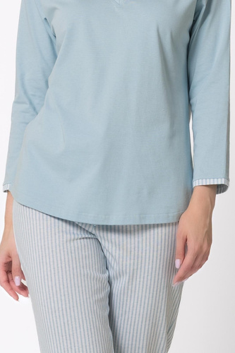 Pijamale damă Leveza 1767 Anita 7/8 verde mazăre 100% bumbac confort