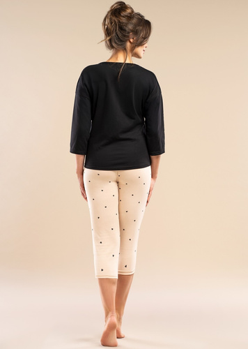 Pijamale dama MK30 Night Song Belle Reverie, negru - bumbac, maneci 7/8, confort si stil feminin