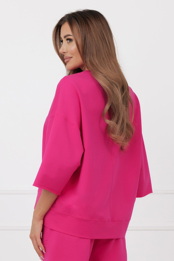 Bluza Kaori Italian Fashion 3/4 mânecă bumbac elastan - fucsia