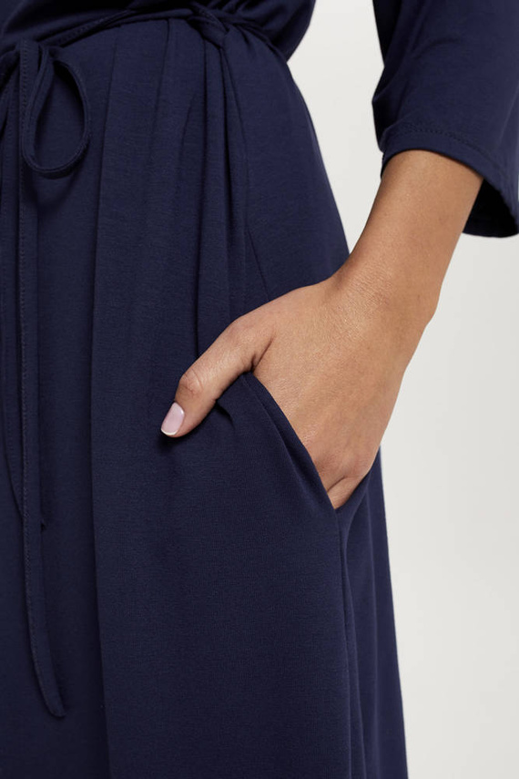 Song Ladies halat de baie cu mânecă 3/4 Italian Fashion - albastru marin