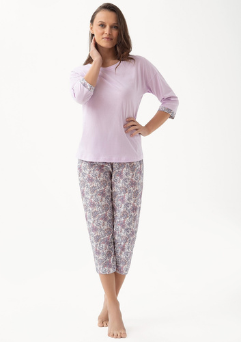 343 Pijamale dama Luna heather – bumbac, maneci 3/4, confort si stil feminin
