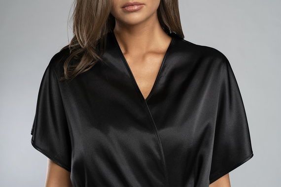 Touch Halat de baie cu mânecă scurtă Italian Fashion - negru