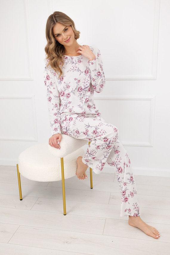 Pijamale damă Beauty Italian Fashion 100% bumbac mânecă lungă pantaloni