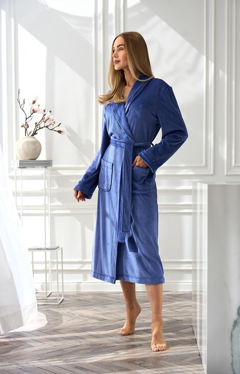 2510 Aura L&L halat de baie lung bleumarin – moale, calduros