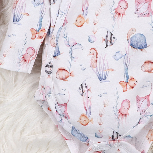 ABN-5471 Body plic Nini Underwater World cu mâneci lungi – bumbac organic, pentru bebeluși