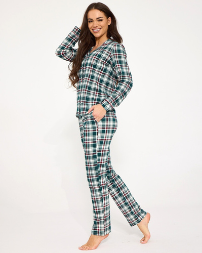 Cornette Francesca 482/490 Pijamale damă 100% bumbac cu nasturi verde