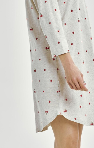 3431 Cămașă de damă Adele Taro, gri – bumbac, model fructat, mâneci 7/8