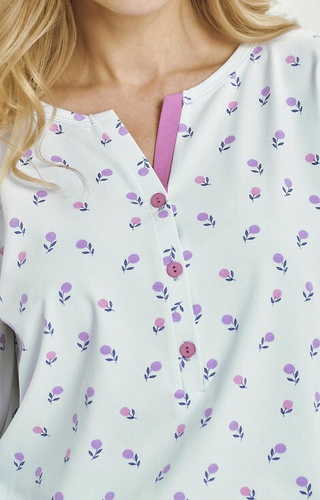 3446 Pijamale dama Yolanda Taro, albastru - tricou vascoza 7/8, pantaloni din bumbac