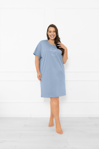 Cămașă de noapte pentru femei Ksara - mânecă scurtă, bumbac Italian Fashion - oțel