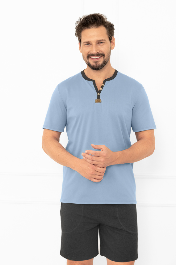 Julius Italian Fashion pijama bărbați oțel - scurt, bumbac, elegant