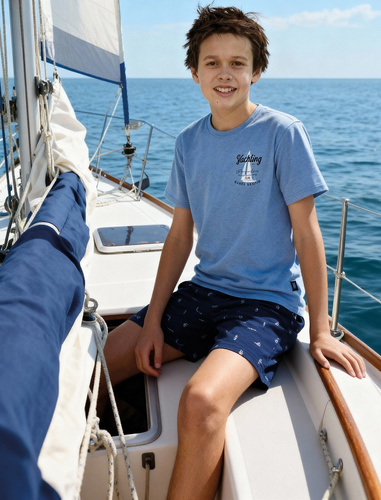 Pijama băieți Cornette Young Boy 790/127 Pacific din bumbac albastră