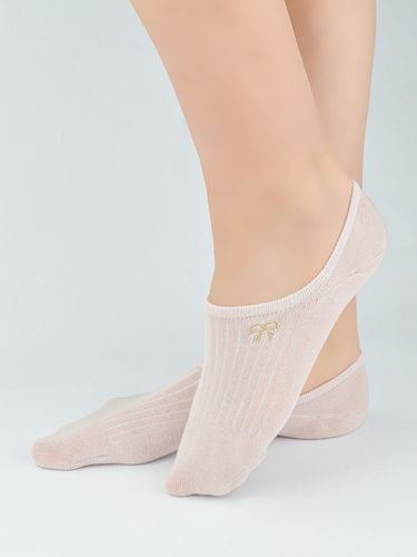 Balerini damă Noviti ST097 din bumbac cu model în dungi și broderie decorativă