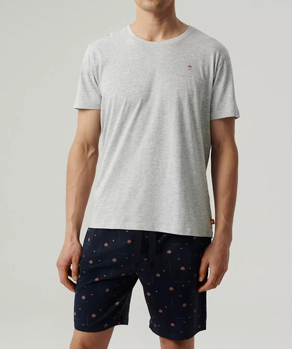 NMP-384 Pijamale pentru bărbați cu mâneci scurte, albastru bleumarin, gri Atlantic