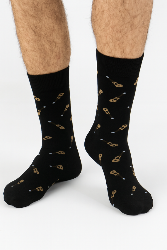 Șosete bărbați Milena Avangard 0125-122 – Small Guitars | Bumbac, fără presiune, producție poloneză - negru