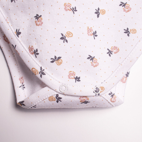 Body din bumbac pentru fetiță cu mânecă scurtă și model floral – Nicol, 220094