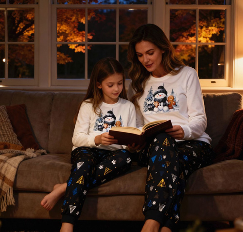 Pijamale Cornette pentru femei 721/427 Snowy Day, ecru, bumbac, mâneci lungi | Călduroase și confortabile