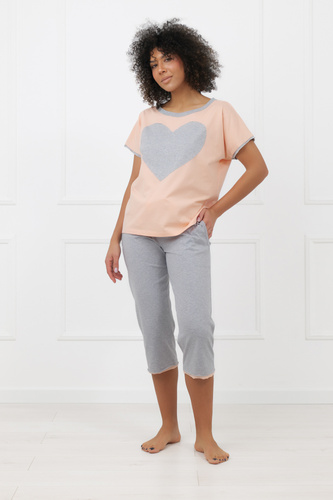 Pijama Sabrina Italian Fashion 100% bumbac – mânecă scurtă, pantaloni 3/4